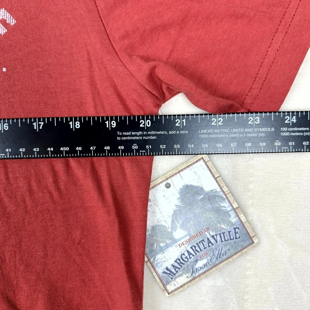 Margaritaville Fins Up Shark Graphic T-Shirt Small Red 100% Cotton
